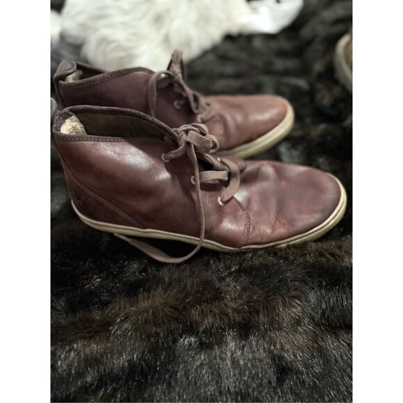 UGG AUSTRALIA MENS ANKLE BOOT LEATHER BROWN SNEAKER LACE UP 3-EYE SHERPA SZ 11 main image 5